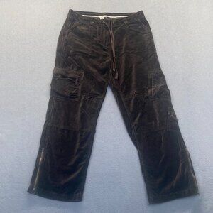 Sundance Nightfall Velvet‎ Zipper Ankle Cargo Brown Pants Womens Size 14 Petite